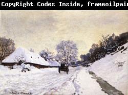 Claude Monet The Cart Snow-Covered Road at Honfleur